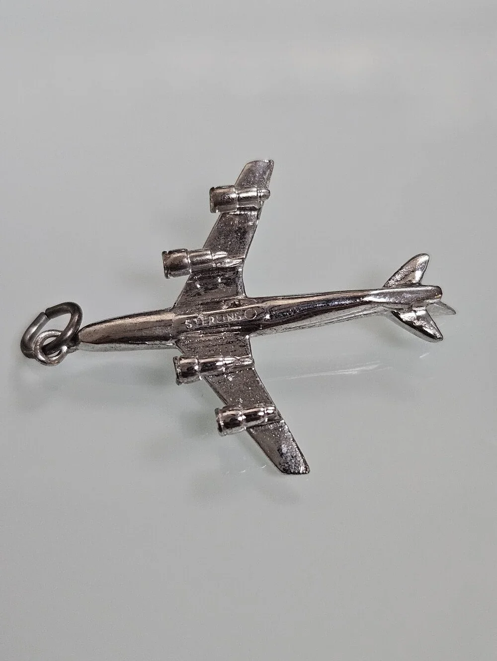 Sterling Silver Boeing Airplane Bracelet Charm 925 Pendant